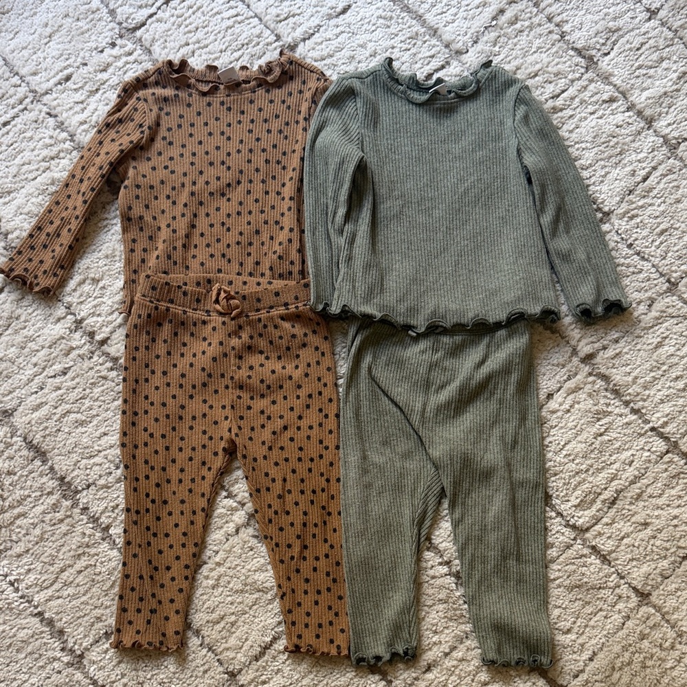 Old Navy Brown Dot and Sage Green Ribbed One-Piece Sets
